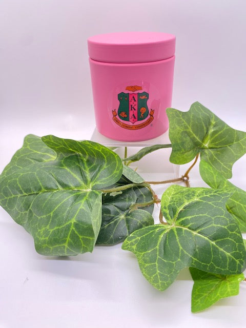 Pink tin vessel with official AKA shield