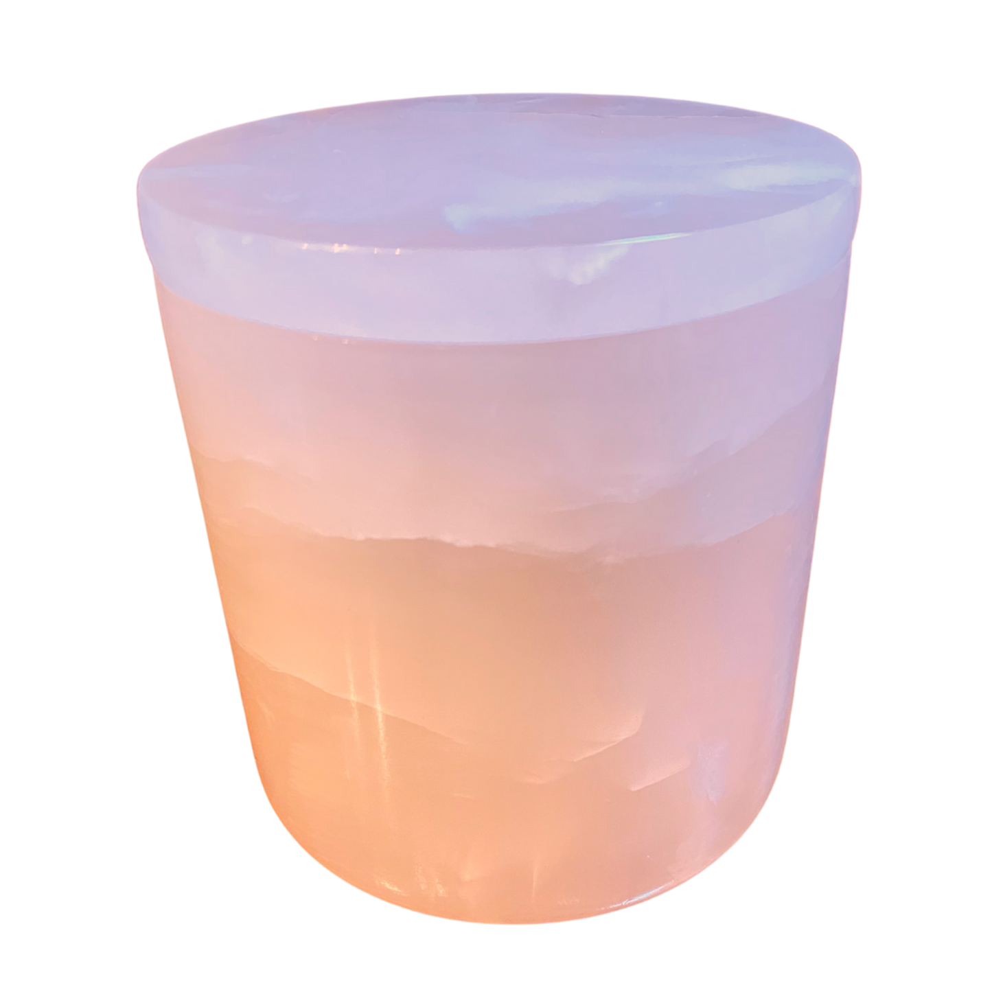 Pink Onyx vessel with 8oz candle insert- wooden wick