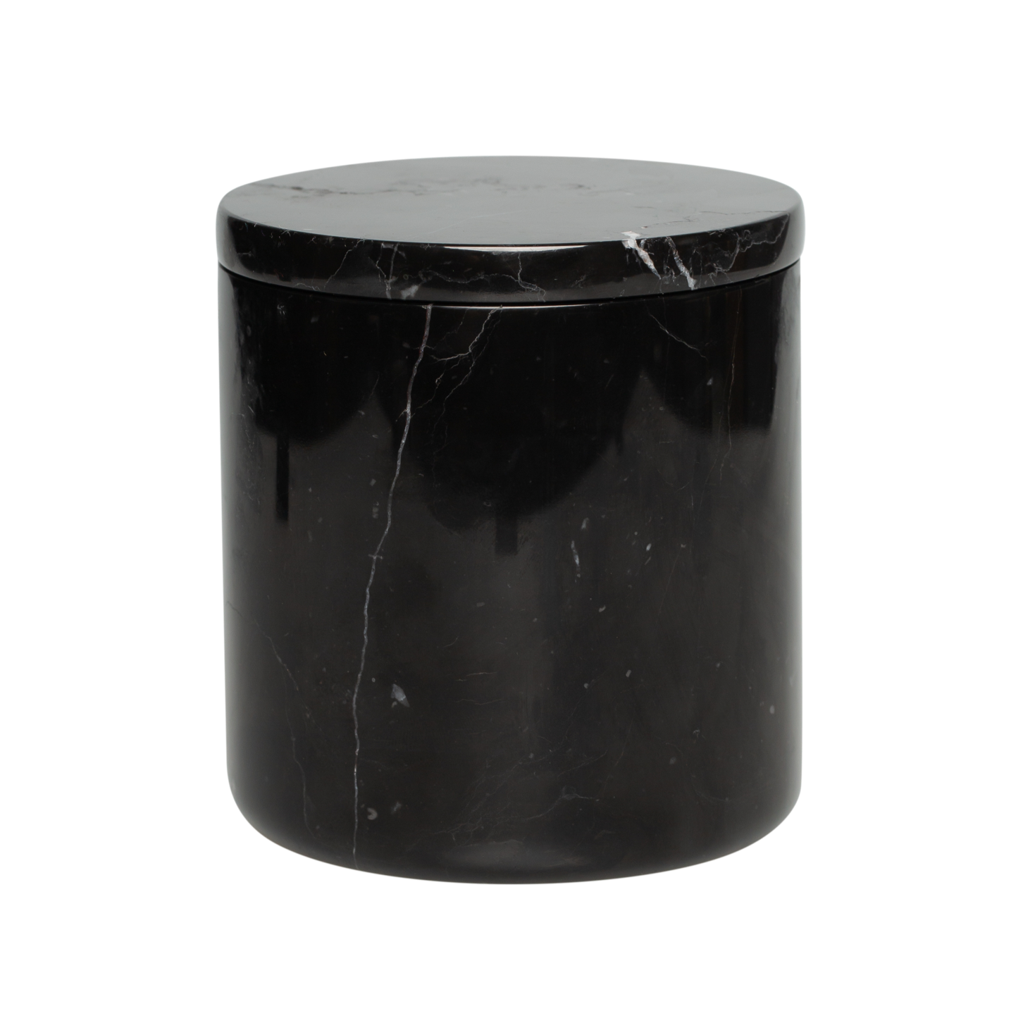 Black Marbled Stone vessel with 8oz candle insert- Rose Petals
