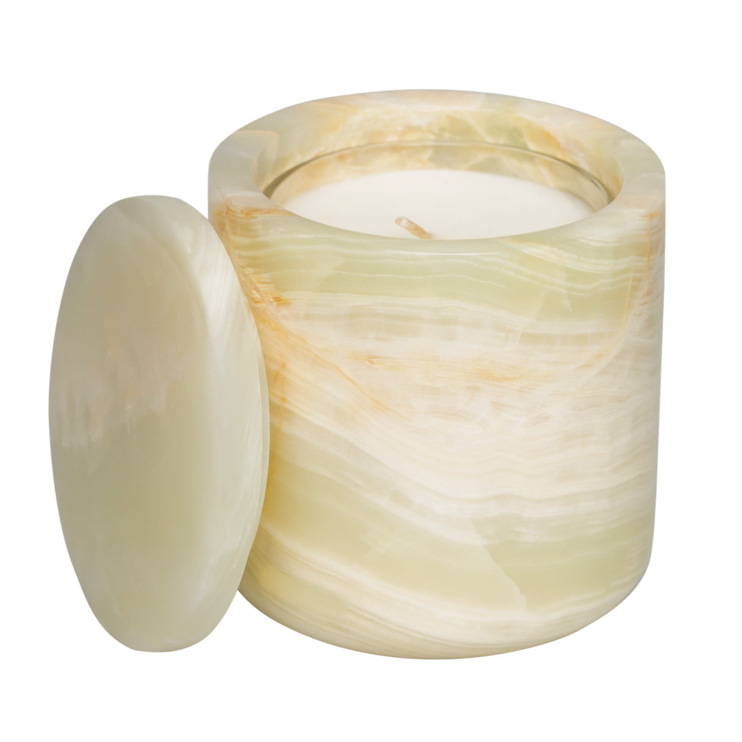 Green Onyx vessel candle with 8oz candle insert