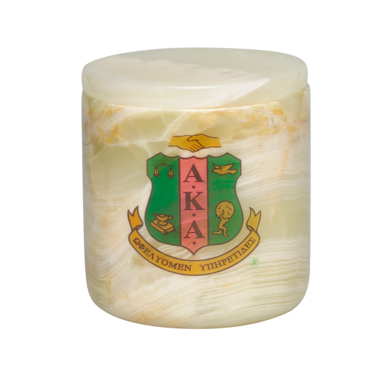 Elegant Green onyx vessel with official AKA shield