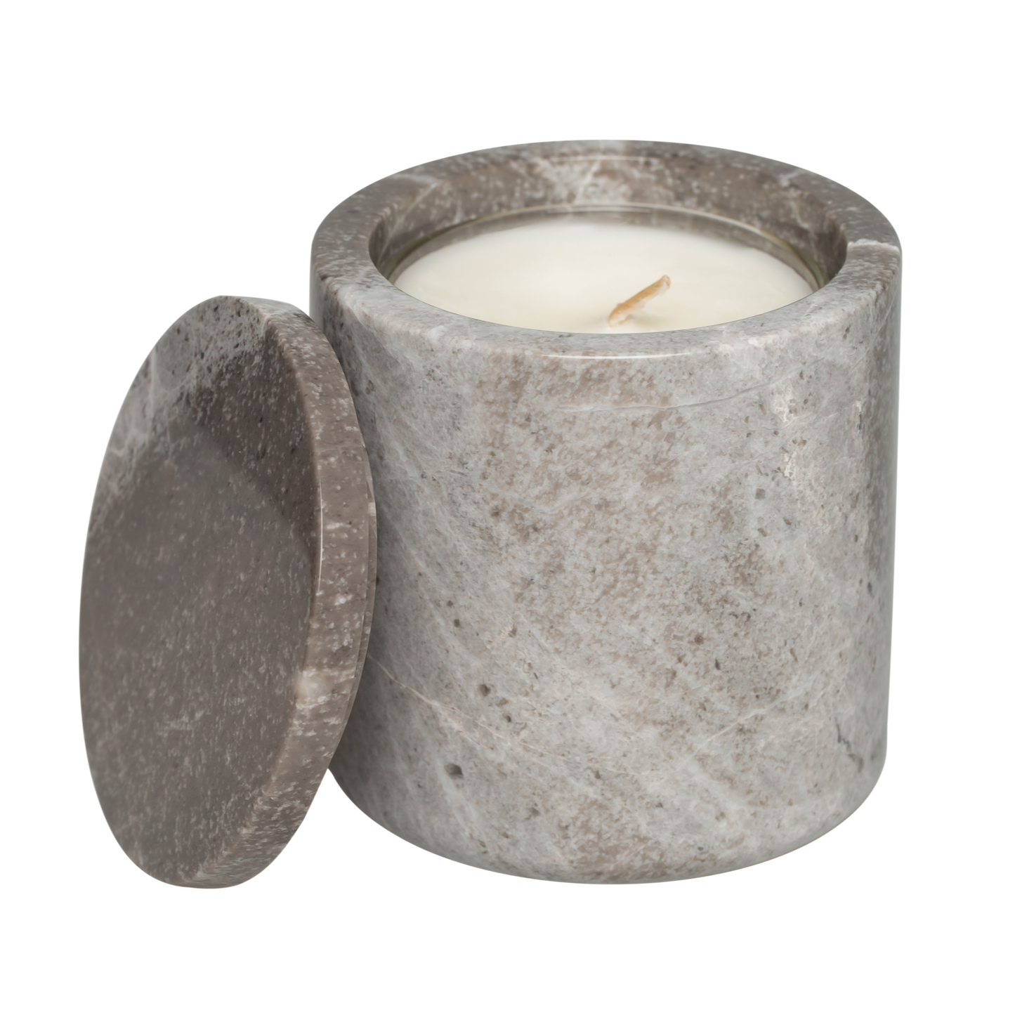 Grey Marbled Stone vessel with 8oz candle insert