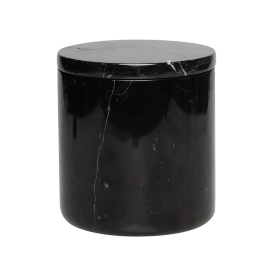 Black Marbled Stone vessel with 8oz candle insert- Black Amber & Lavender