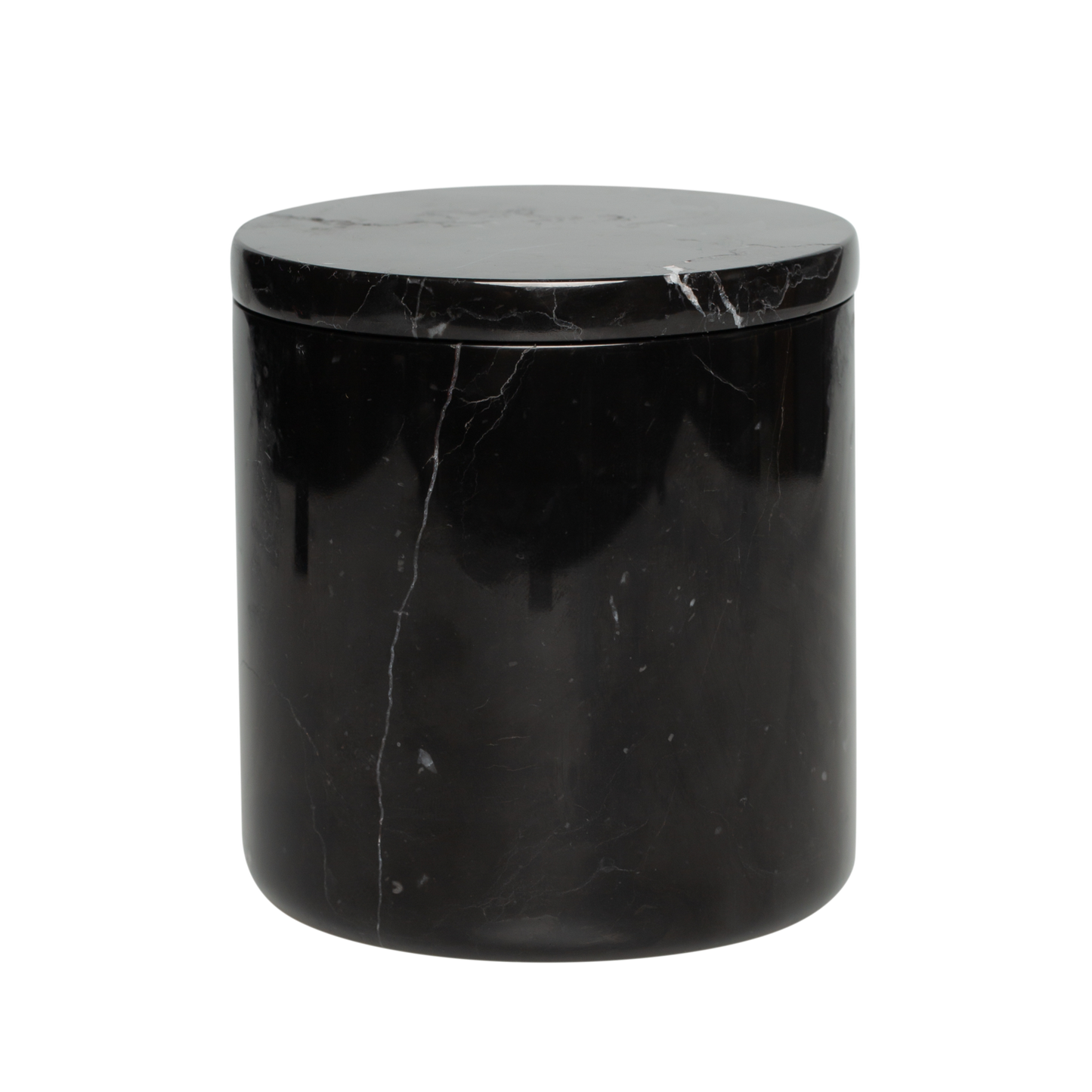 Black Marbled Stone vessel with 8oz candle insert- Lemongrass