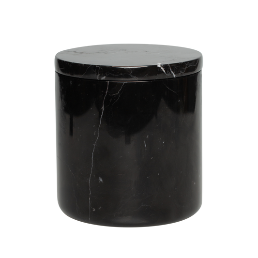 Black Marbled Stone vessel with 8oz candle insert- Lemongrass