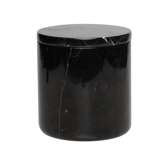 Black Marbled Stone vessel with 8oz candle insert- Sugar Cookies