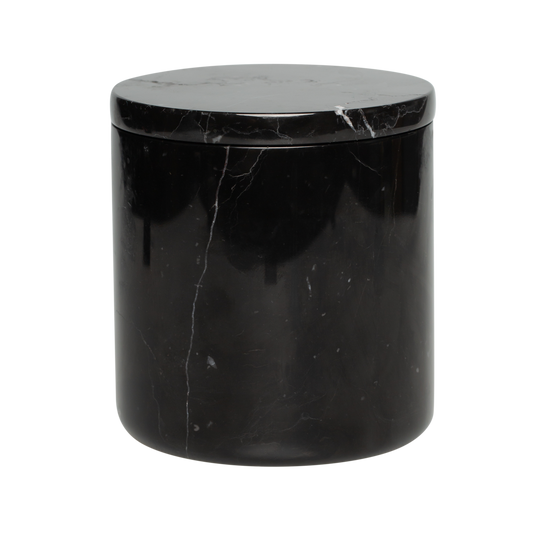 Black Marbled Stone vessel with 8oz candle insert